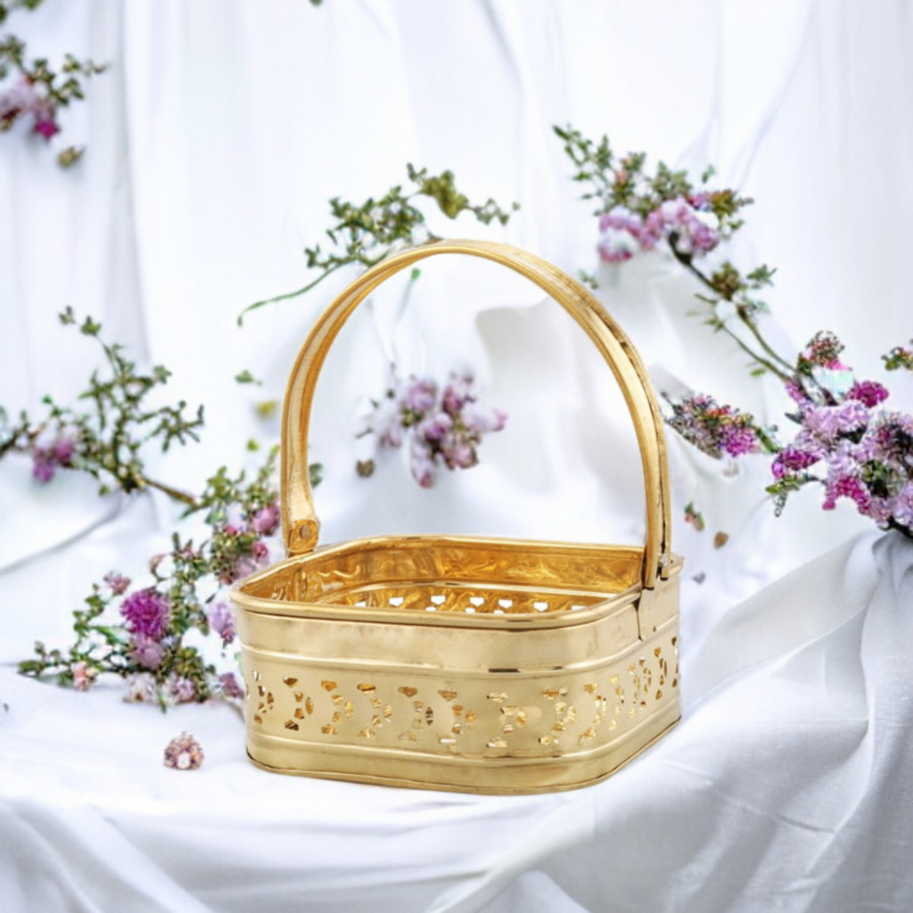 brass flower basket