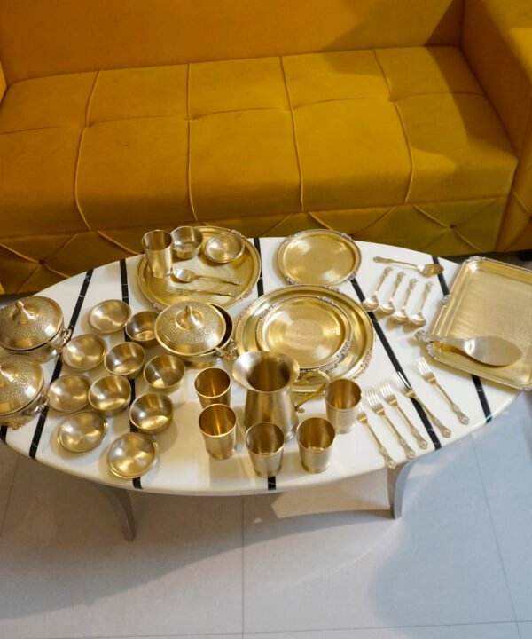 51 Piece brass Etched matte finish Dinner Set